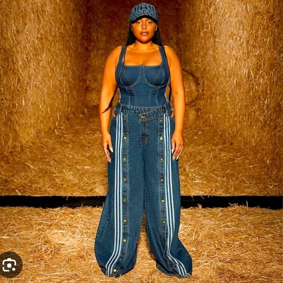 Adidas Ivy Park Breakaway Wide Leg Jeans - Picture 2 of 5